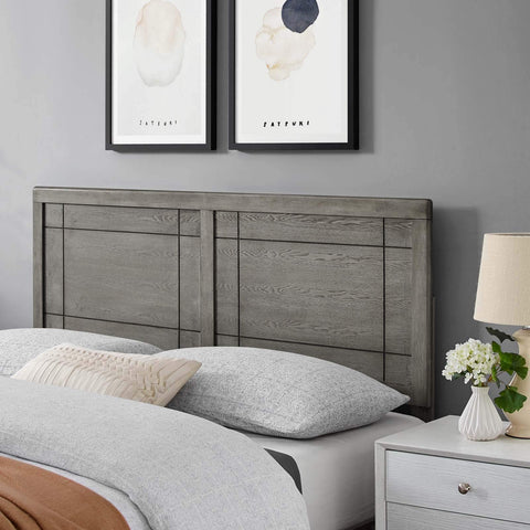 Modway Archie Queen Wood Headboard in Gray