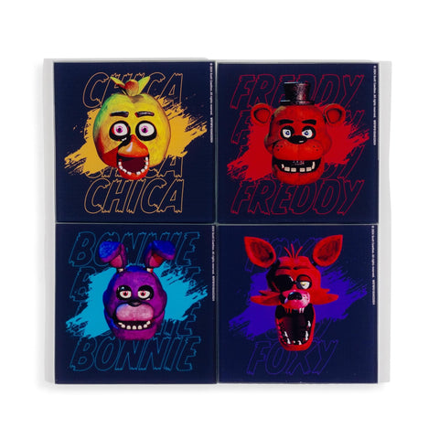 Five Nights at Freddy's Characters Glass Coasters for Drinks, Set of 4 | Home and Kitchen Tabletop Protection