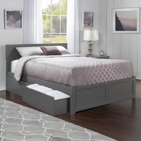 AFI Orlando Queen Size Platform Bed with Footboard & Storage in Grey
