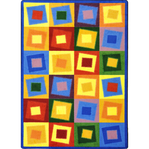 Joy Carpets Kid Essentials Off Balance Teen Area Rugs, 92-Inch by 129-Inch by 0.36-Inch, Brights