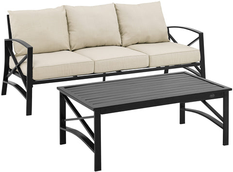 Kaplan 2Pc Outdoor Sofa Patio Furniture Set Oatmeal/Oil Rubbed Bronze - Sofa & Coffee Table