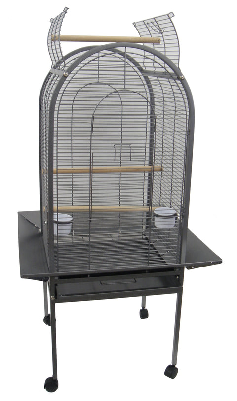 YML ER22 1/2" Bar Spacing Dome Top Parrot Bird Cage, 22" x 22", Antique Silver