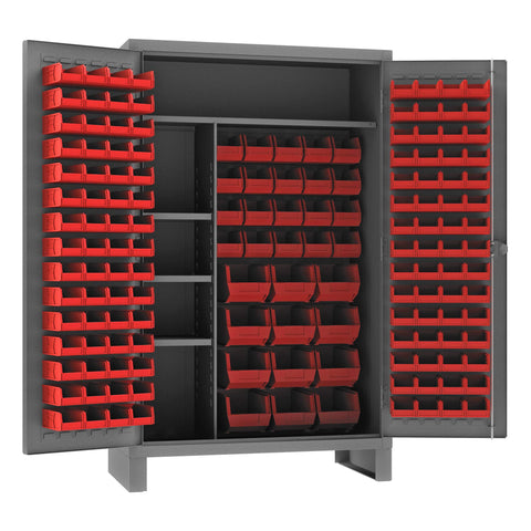 Durham HDJC244878-156-4S1795 Cabinet, 4 Shelves, 156 red Bins