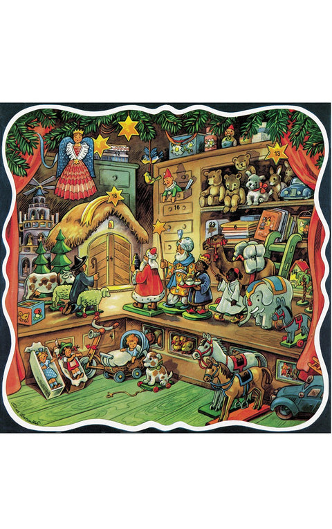 Alexander Taron Importer 10412 Korsch Advent-Toy Shop-11 H x 12" W x .1" D, Brown