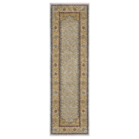 Oriental Weavers Capella Area Rug - CAP02-2'3" x 7'6" - in Pale Blue/Gold - Vintage Inspired, Stain Resistant, Family and Pet Friendly, Entryway, Hallway Runner Rug