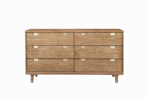 Alpine Furniture Easton 6-Drawer Mahogany and Veneer Dresser, Sand