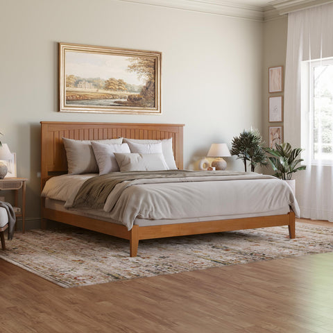 AFI, Nantucket King Foundation Bed with Attachable USB Charger, Light Toffee