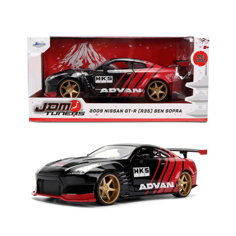Jada 2009 Nissan GT-R Ben Sopra HSK Advan, Black/Red Toys 37022-1/24 Scale Diecast Model Car