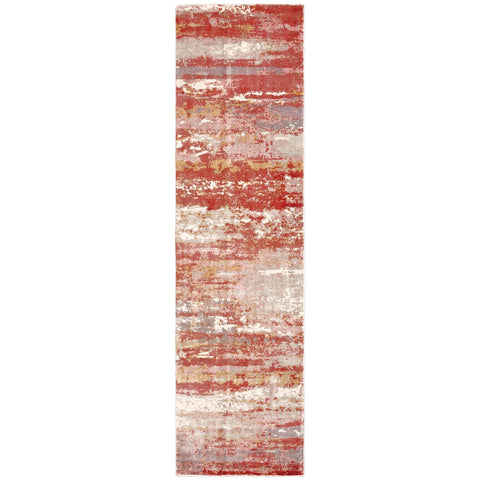 Oriental Weavers Formations Hand-Made Area Rug - 70004-2'6" x 10' - in Pink/Red - Modern Style, Hand-Made Viscose Rugs, Entryway, Hallway Runner Rug