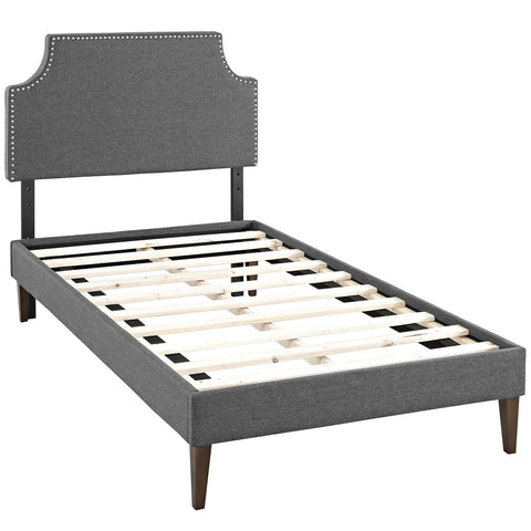 Modway Laura Fabric Platform Bed with Squared Tapered Legs, Twin, Gray