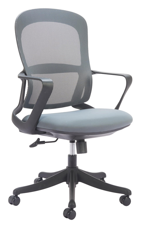 Zuo Delo Office Chair Gray, Gray Office Chair, Modern Style, Mesh Fabric, Breathable mesh Fabric, Steel, Indoor Office, 26.4" W x 26.4" D x 39~42.1" H, Non-Stackable