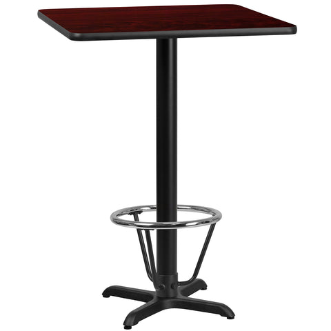 Flash Furniture Stiles 24'' Square Mahogany Laminate Table Top with 22'' x 22'' Bar Height Table Base and Foot Ring