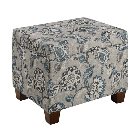 Convenience Concepts Madison Storage Ottoman 21.75" - Modern Upholstered Footstool & Seat with Hinged Lid for Transitional Living Room, Bedroom, Hallway, & Entryway, Gray Flora Fabric