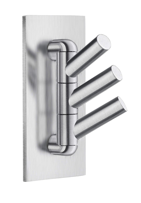 TRIPLE HOOK SWIVEL, SELF ADHESIVE BRUSHED SS