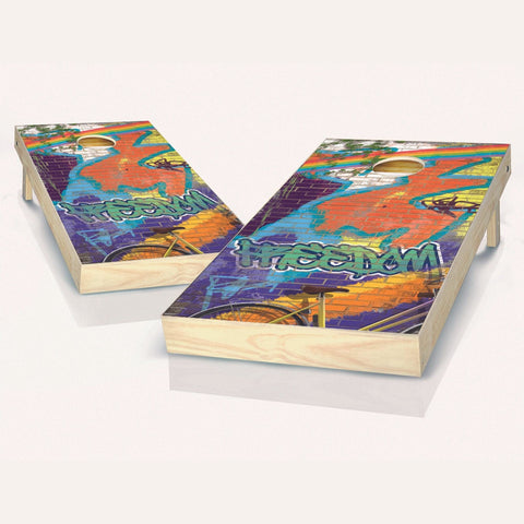 Skip's Garage Graffiti Freedom Cornhole Set - 2x4 Boards (All Weather Bags) - NO Accessories