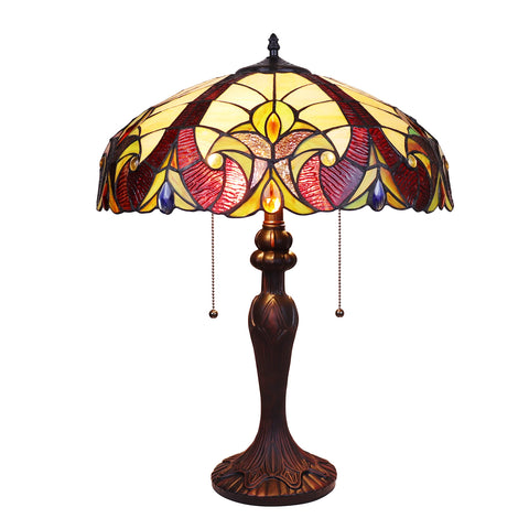 Chloe Lighting Adia Victorian Tiffany-Style Dark Bronze 2 Light Table Lamp 18" Wide