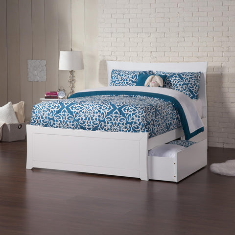 AFI, Metro Full Platform Bed with Matching Footboard and Storage Drawers, White