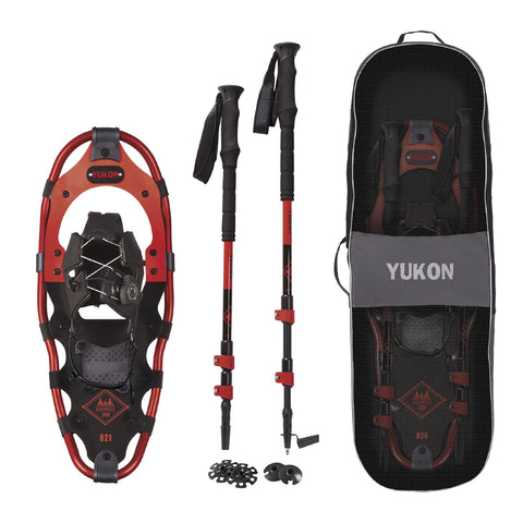 Yukon Charlie's Advanced Spin Snowshoe Kit, 8-inch x 21-inch, Includes Snowshoes, Trekking Poles and Travel Bag