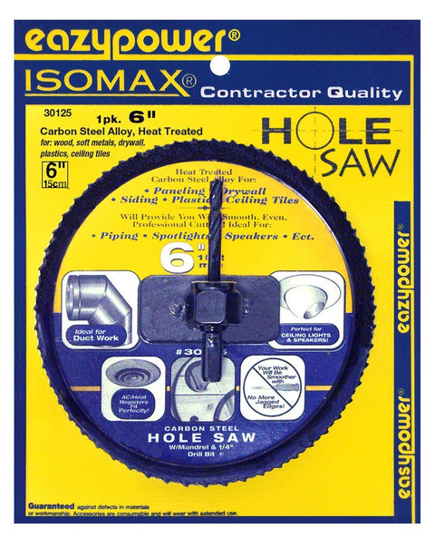 Eazypower 30125 6" Hole Saw for Cornhole Boards Including Corn Hole Board Plans, (1per Pack)
