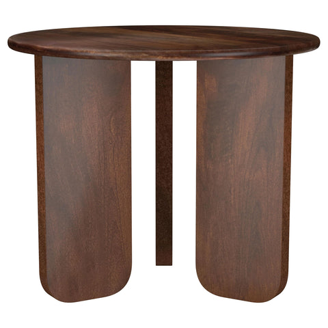 Coaster Home Furnishings - Dale - Round Solid Mango Wood End Table with Angled Slab Legs - Mid-Century Modern Style - Living Room - 24-Inch - Brown - 721997