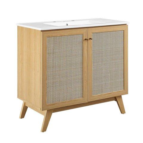 Modway EEI-6717-OAK-WHI Soma 36” Bathroom Vanity, Oak White