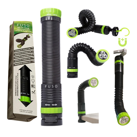 FUSO FUSOV51001001 All-in-One Handsfree High Power LED Flexible, Magnetic and Clampable Flashlight, 110 lm, Green