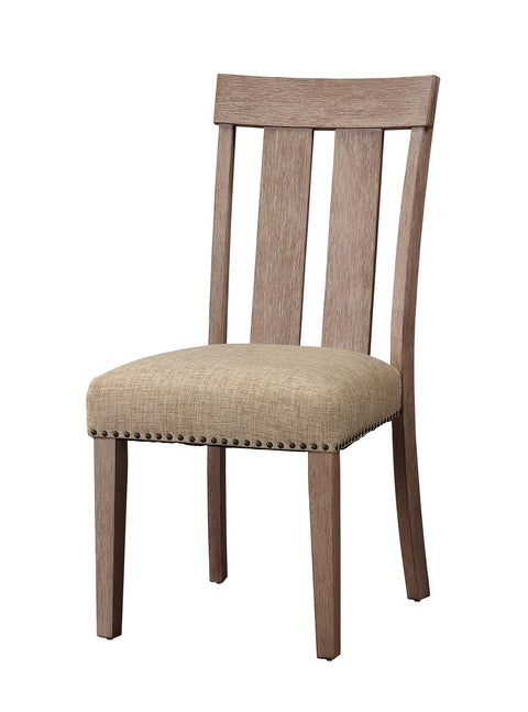Acme Furniture Side Chair (Set-2), Slatted Back - Fabric & Maple Vietnam