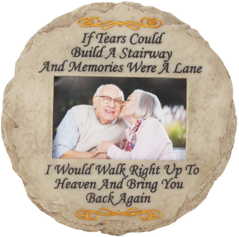 Spoontiques - Garden Décor - If Tears Could Build A Stairway with Picture Memorial Stepping Stone - Decorative Stone for Garden