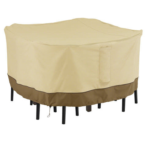 Classic Accessories Veranda Water-Resistant 66 Inch Square Patio Bar Table & Chair Set Cover, Outdoor Table Cover