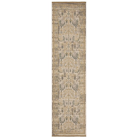 Oriental Weavers Acacia Machine Woven Area Rug - ACA14-2'6" x 10' - in Beige/Green - Traditional Style Hallway, Entryway, Kitchen, Bathroom Rug