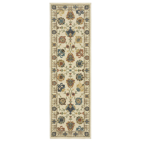 Oriental Weavers Francesca Area Rug - FR01G - 2'3" x 7'6" - in Ivory/Multi - Vintage Inspired, Stain Resistant, Family and Pet Friendly, Entryway, Hallway Runner Rug