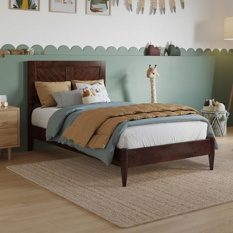 AFI, Berkshire Twin Solid Wood Low Profile Platform Bed, Walnut