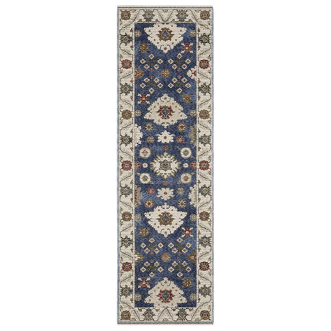 Oriental Weavers Hastings Area Rug - HA06Z - 2'3" x 7'6" - in Blue/Ivory - Vintage Inspired, Stain Resistant, Family and Pet Friendly, Entryway, Hallway Runner Rug