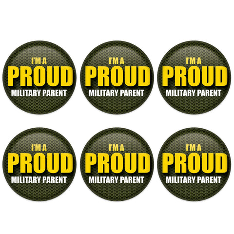 Beistle I’m a Proud Military Parent Button – Pinback Badge with Bold Yellow and White Lettering on Army Green Background, Patriotic Recognition Accessory for Events, Ceremonies, and Everyday Wear, 2”