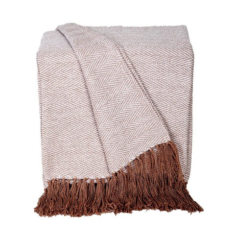 Parkland Collection Luxurious Beige Coffee Cotton Throw for Sofa from
