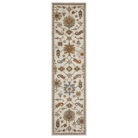 Oriental Weavers Andorra Area Rug - 2419B - 2'3" x 8' - in Ivory/Multi - Vintage Inspired, Stain Resistant, Family and Pet Friendly, Entryway, Hallway Runner Rug