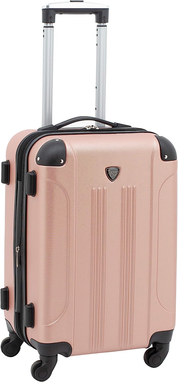 Travelers Club Chicago Hardside Expandable Spinner Luggages, Rose Gold, 20" Carry-On