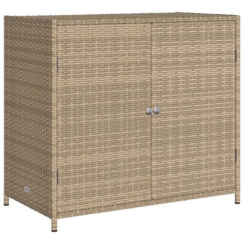 vidaXL Outdoor Storage Box 80 Gal Deck Box PE Rattan with Water-Resistant Bag, Beige 32.7"x17.7"x29.9" for Patio Tools & Accessories, Poly Rattan Storage Cabinet, Garden Storage Furniture