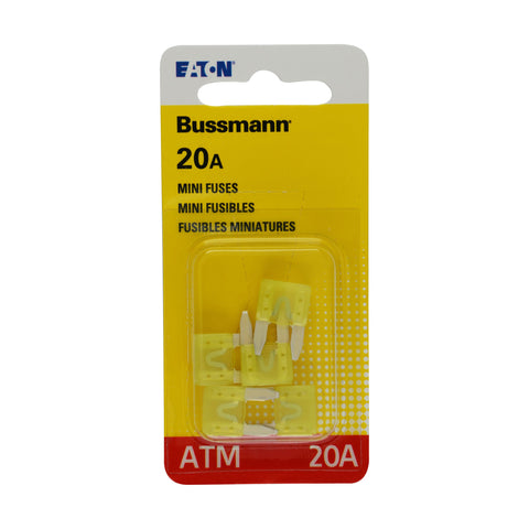 Bussmann - BP/ATM-20-RP 0408.1332 BP/ATM-20 20 Amp Fast Acting Mini-Fuse,Yellow