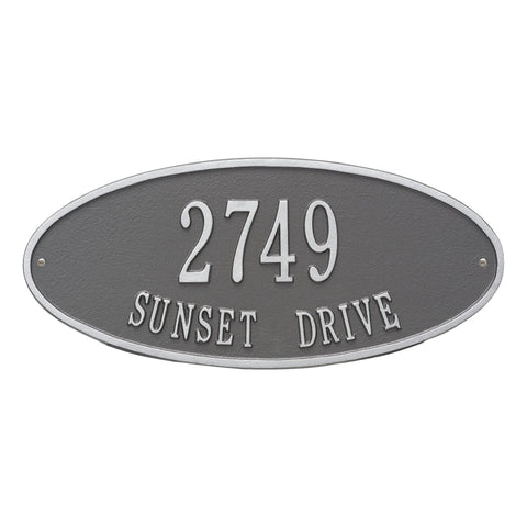 Madison Standard 2-Line Address Wall Plaque in Pewter and Silver