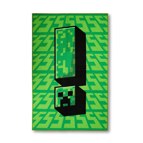 Ukonic Minecraft Green Creeper Printed Area Rug | Indoor Floor Mat, Accent Rugs for Living Room and Bedroom, Home Decor for Kids Playroom | Video Game Gifts and Collectibles | 60 x 39 Inches