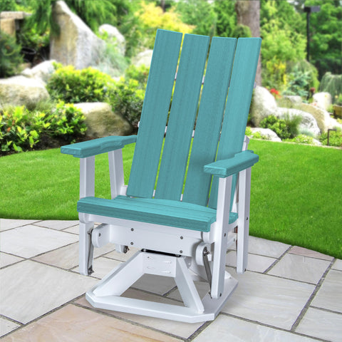 American Furniture Classics Model 410ARW Brandon Swivel Glider in Aruba Blue on a White Base