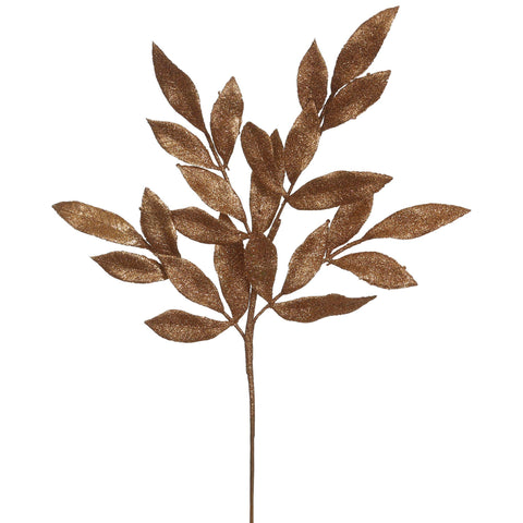 Vickerman 22" Copper Glitter Bayleaf Artificial Spray. Includes 12 Sprays per Pack.