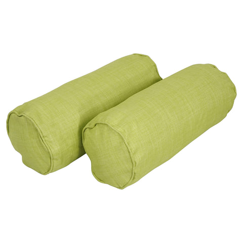 Blazing Needles Indoor/Outdoor Corded Bolster Pillow, 20" x 8", Lime 2 Count