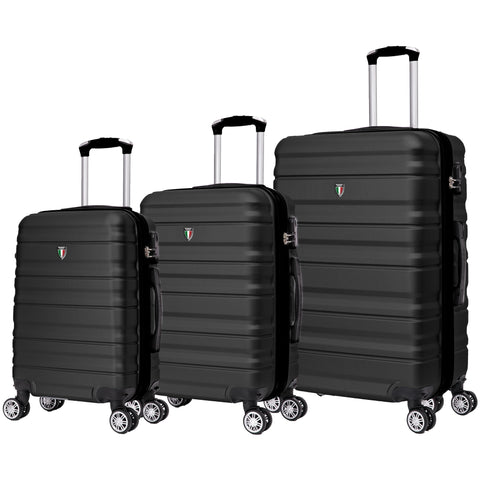 TUCCI Italy GIROVITA 3PC Hardside Luggage Set (20", 24", 28") - Black