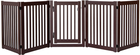 Highlander Series Solid Wood Pet Gates are Handcrafted by Amish Craftsman - 32 High - 5 Panel Walk Through - Mahogany