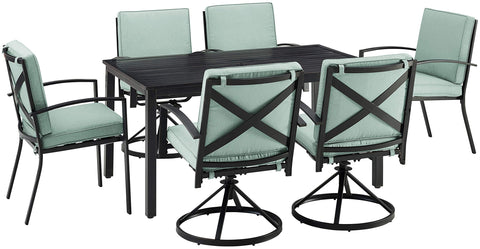 Kaplan 7Pc Outdoor Dining Set Mist/Oil Rubbed Bronze - Table, 4 Swivel Chairs, & 2 Regular Chairs