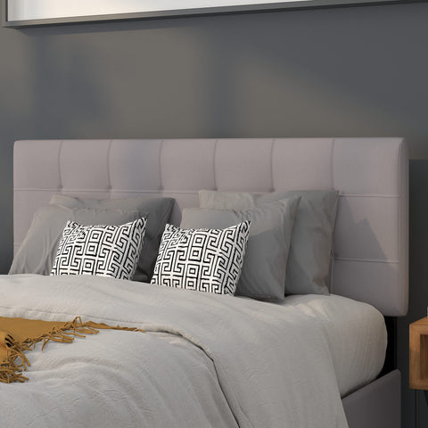 Flash Furniture Bedford Tufted Upholstered Full Size Headboard in Light Gray Fabric