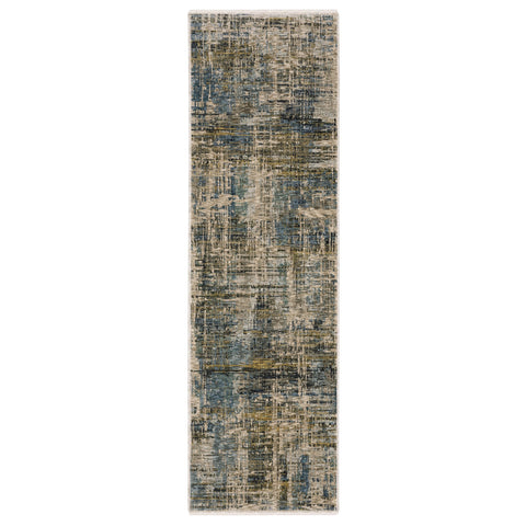Oriental Weavers Hayden Area Rug - HAY05-2'3" x 7'6" - in Blue/Gold - Modern Style, Stain Resistant, Family and Pet Friendly, Entryway, Hallway Runner Rug