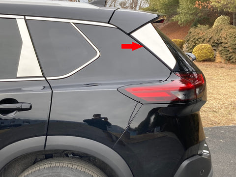 QAA Part RW71535 is a 2 Piece Stainless Steel Rear Window Trim That is Compatible with Nissan Rogue 2021-2023